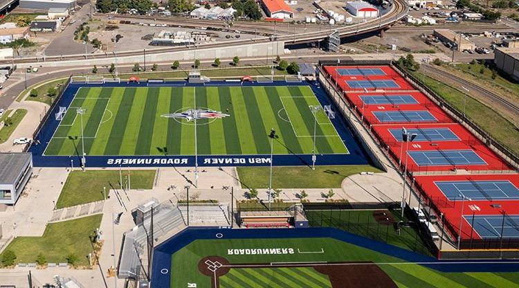 Aerial view of the Regency Athletics Complex on Auraria Campus.